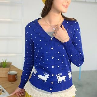 59 Seconds Deer and Dot Pattern Cardigan
