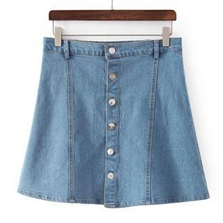 Singkbee Button-Front A-Line Denim Skirt