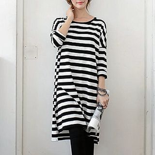 Fashion Street Stripe Long-Sleeve T-shirt Dress