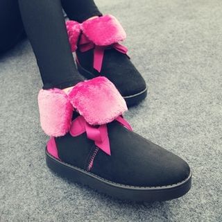 SouthBay Shoes Bow Fleece Short Boots