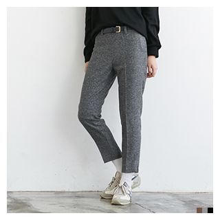 FROMBEGINNING Flat-Front Zip-Side Tapered Pants