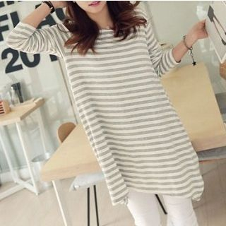 Everose Long-Sleeve Loose-Fit Striped Top