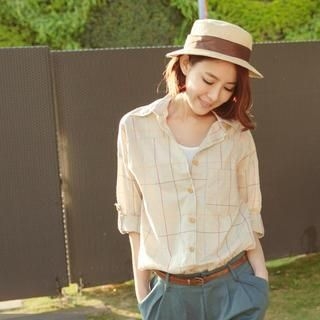 Tokyo Fashion Tab-Sleeve Check Shirt