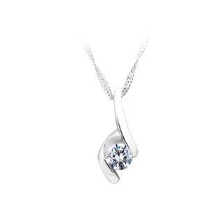 BELEC 925 Sterling Silver Pendant with White Cubic Zircon and Necklace
