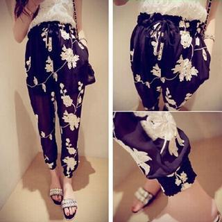 QZ Lady Floral Embroidered Sheer Pants