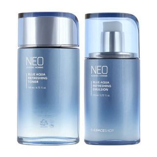 The Face Shop Neo Classic Homme Blue Aqua Refreshing Set: Toner 140ml + 30ml + Emulsion 110ml + 30ml 4pcs