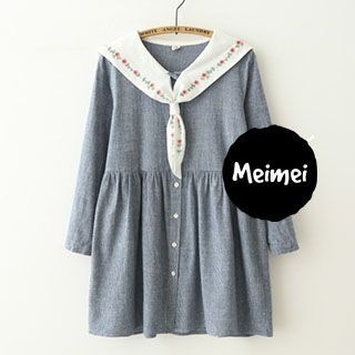 Meimei Long-Sleeve Sailor Collar Dress