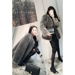 ATTYSTORY Hook and Eye Faux-Fur Jacket