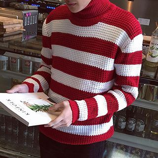 Prep Soul Stand Collar Striped Sweater