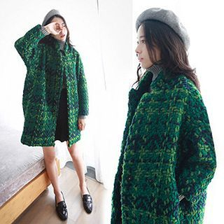 lilygirl Chunky Plaid Woolen Coat