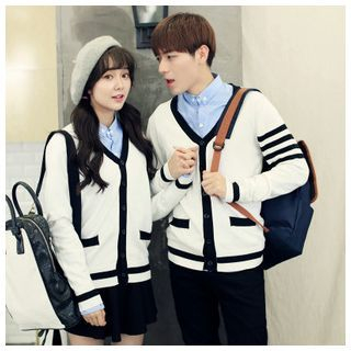 Simpair Contrast Trim Couple Cardigan