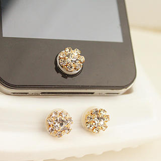 Fit-to-Kill Stray Diamond Flower Iphone Button Sticker - Silver Silver - One Size
