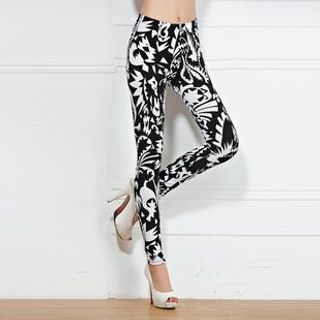Lynley Printed Leggings Black and White - One Size