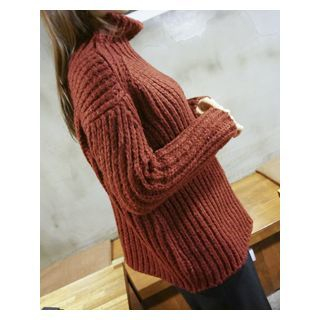 Second mind Turtle-Neck Rib-Knit Sweater