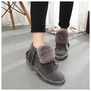 BAYO Furry Fringed Ankle Boots