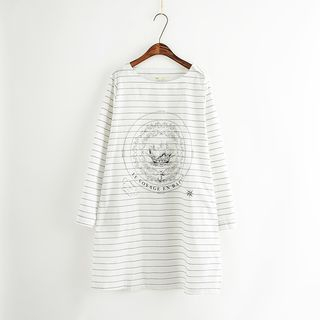 Aigan Long-Sleeve Print Striped Tunic