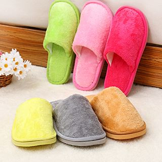 Homy Bazaar Plain Fleece Slippers