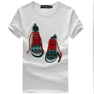 Fisen Sneakers Appliqué Short-Sleeve T-Shirt