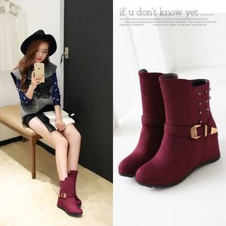 Pastel Pairs Studded Hidden Wedge Short Boots