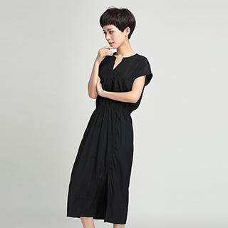 OnceFeel Short-Sleeve Chiffon Midi Dress