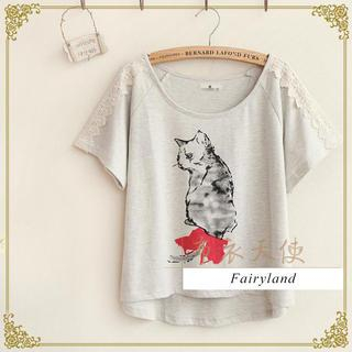 Fairyland Short-Sleeve Cat Print T-Shirt