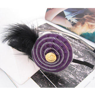 Fit-to-Kill Luxurious Zipper With Feathers Hair Hook -Purple Purple - One Size