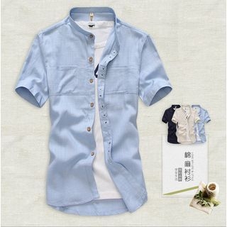 Danjieshi Short-Sleeve Mandarin Collar Shirt