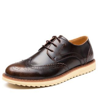 Jonas Genuine Leather Burnished Wing Tip Oxfords
