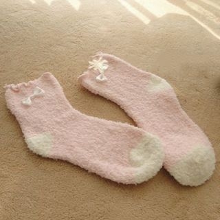 NANA Stockings Bow Fleece Socks