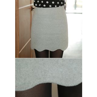 MyFiona Scallop-Hem Wool Blend Mini Skirt