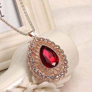 Glitglow Jeweled Rhinestone Cutout Necklace