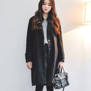 JUSTONE Notched Lapel Single-Breasted Coat