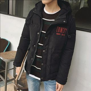 JUN.LEE Hooded Lettering Down Jacket