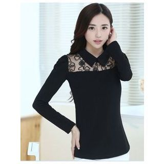Persephone Long-Sleeve Embroidered Panel Top