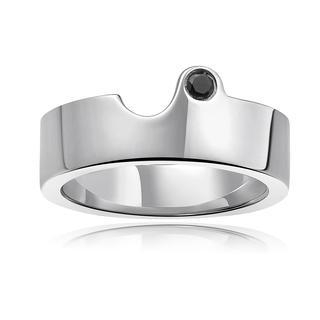MBLife.com Left Right Accessory - 925 Silver Black Diamond Couple Ring (Male)