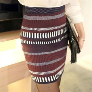 mimi & didi Patterned Knit Mini Pencil Skirt