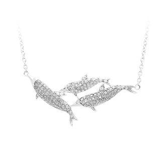 BELEC 925 Sterling Silver Whale with White Cubic Zircon and Necklace