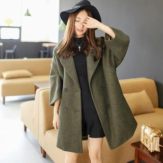 AC Double-Breasted Lapel Long Wool Coat