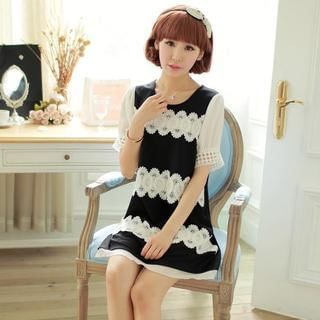 Kaven Dream Color-Block Chiffon Sleeve Mini Dress