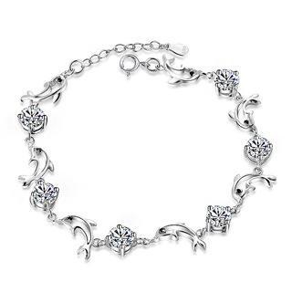 BELEC White Gold Plated 925 Sterling Silver with White Cubic Zirconia Bracelet