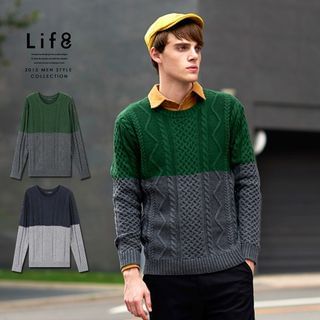 Life 8 Color-Block Cable Knit Top