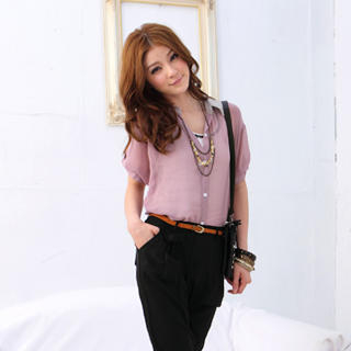 Short-Sleeve Chiffon Blouse