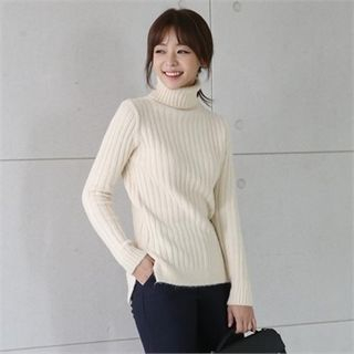 ode' Turtle-Neck Rib-Knit Top