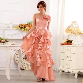 JK2 Corsage-Accent Ruffle Evening Gown
