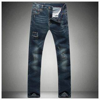 Debon Distressed Straight-Cut Jeans