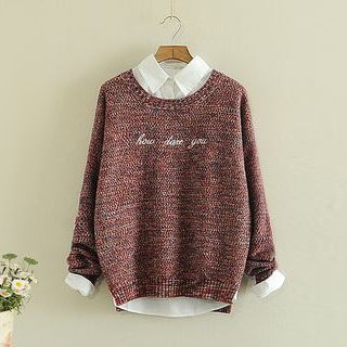 Storyland Embroidered Melange Sweater