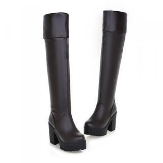 JY Shoes Platform Heeled Over the Knee Boots