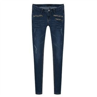 PEPER Zip-Accent Washed Jeans