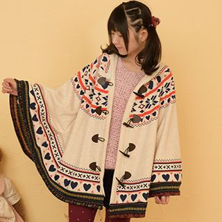 Moriville Hooded Patterned Cape