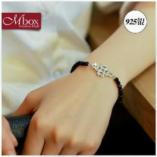 Mbox Jewelry Sterling Silver CZ Black Agate Bracelet